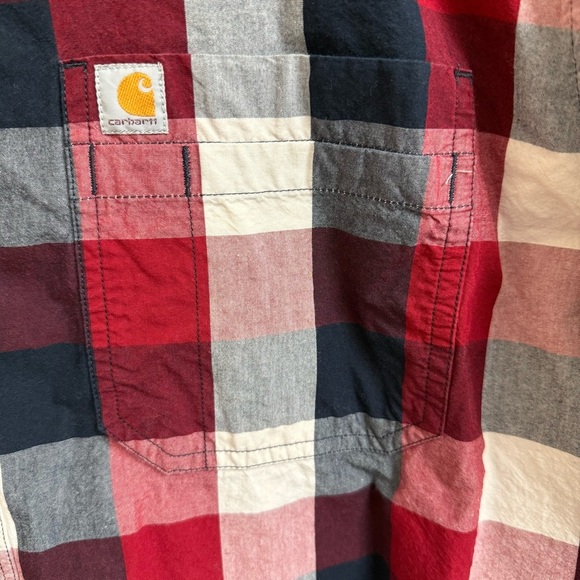Carhartt Mens Size 2XL XXL Relaxed Fit Red Plaid Short Sleeve Button Up Shirt - Picture 4 of 8